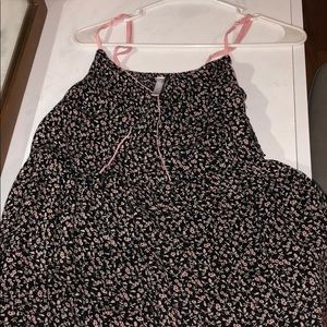 pink and black flowered summer mini dress